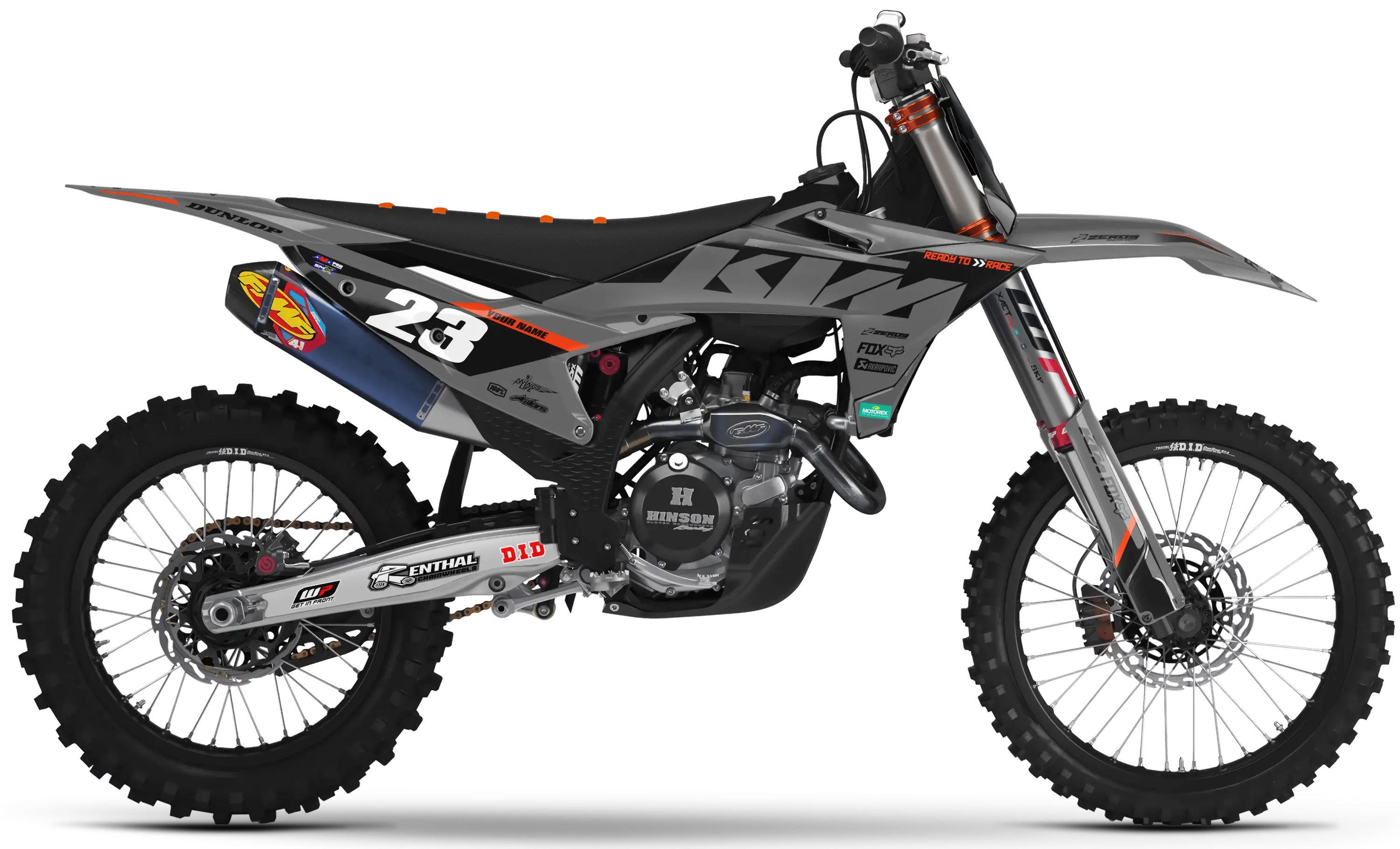 KTM graphics kit – Zeta Grey – block design – motocross – SX motocross.