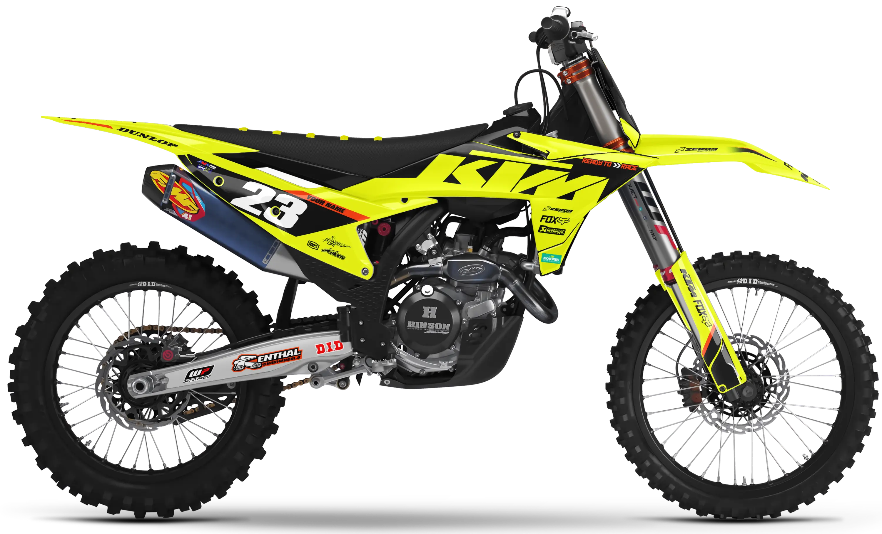 KTM graphics kit – Zeta Vivid Yellow – block design – motocross.