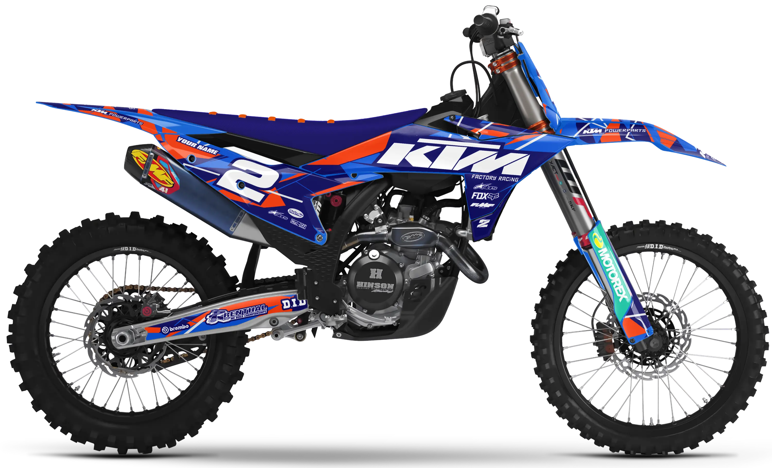 KTM graphics kit – Zinc Blue/Orange – block design – motocross – SX model.