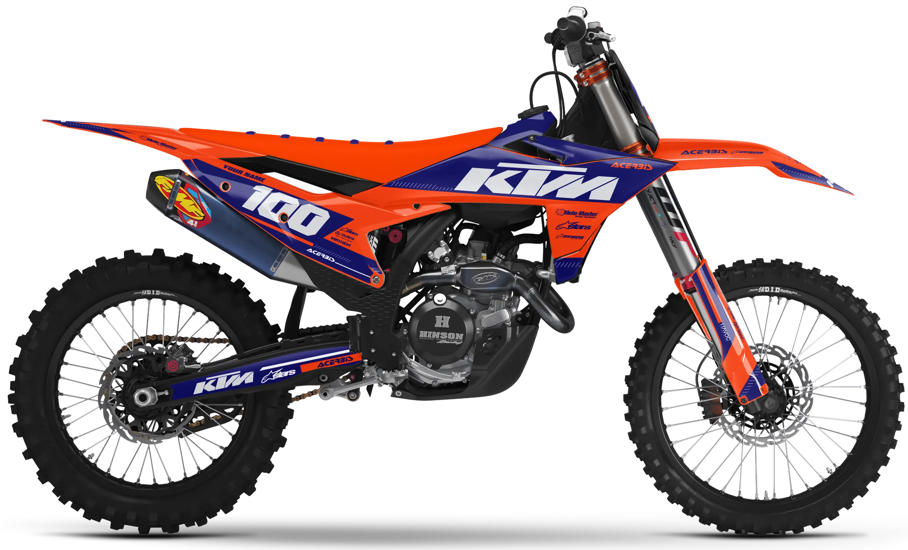 KTM graphics kit – Zoom Blue/Orange – block design – motocross.