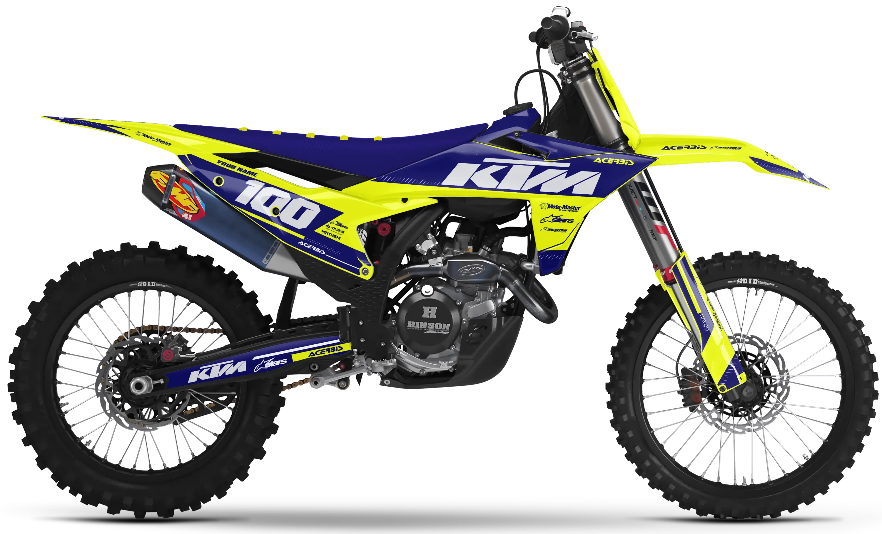 KTM graphics kit – Zoom Blue/Vivid Yellow – block design – motocross.