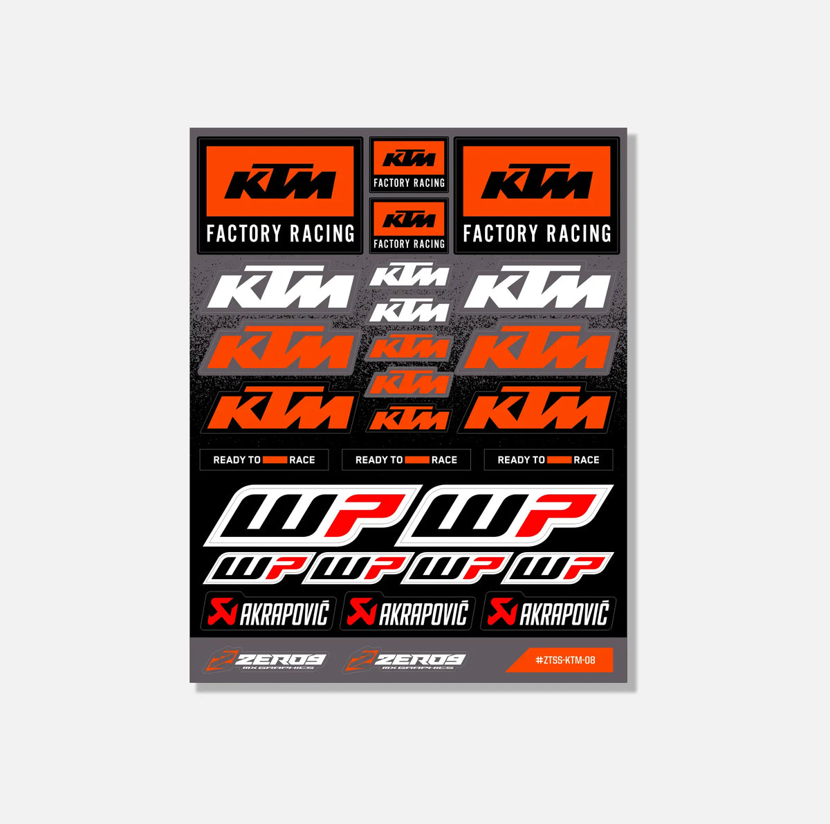 KTM Sticker Sheet - 08 | 29 Die-Cut Stickers | ZERO9 MX Graphics