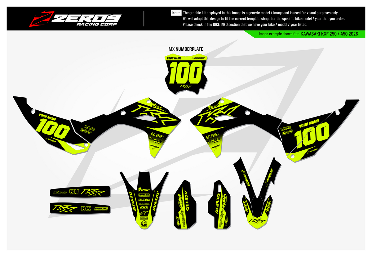 Kawasaki Graphics Kit - BLOK | Black/Vivid Yellow  GRAPHIC KIT 