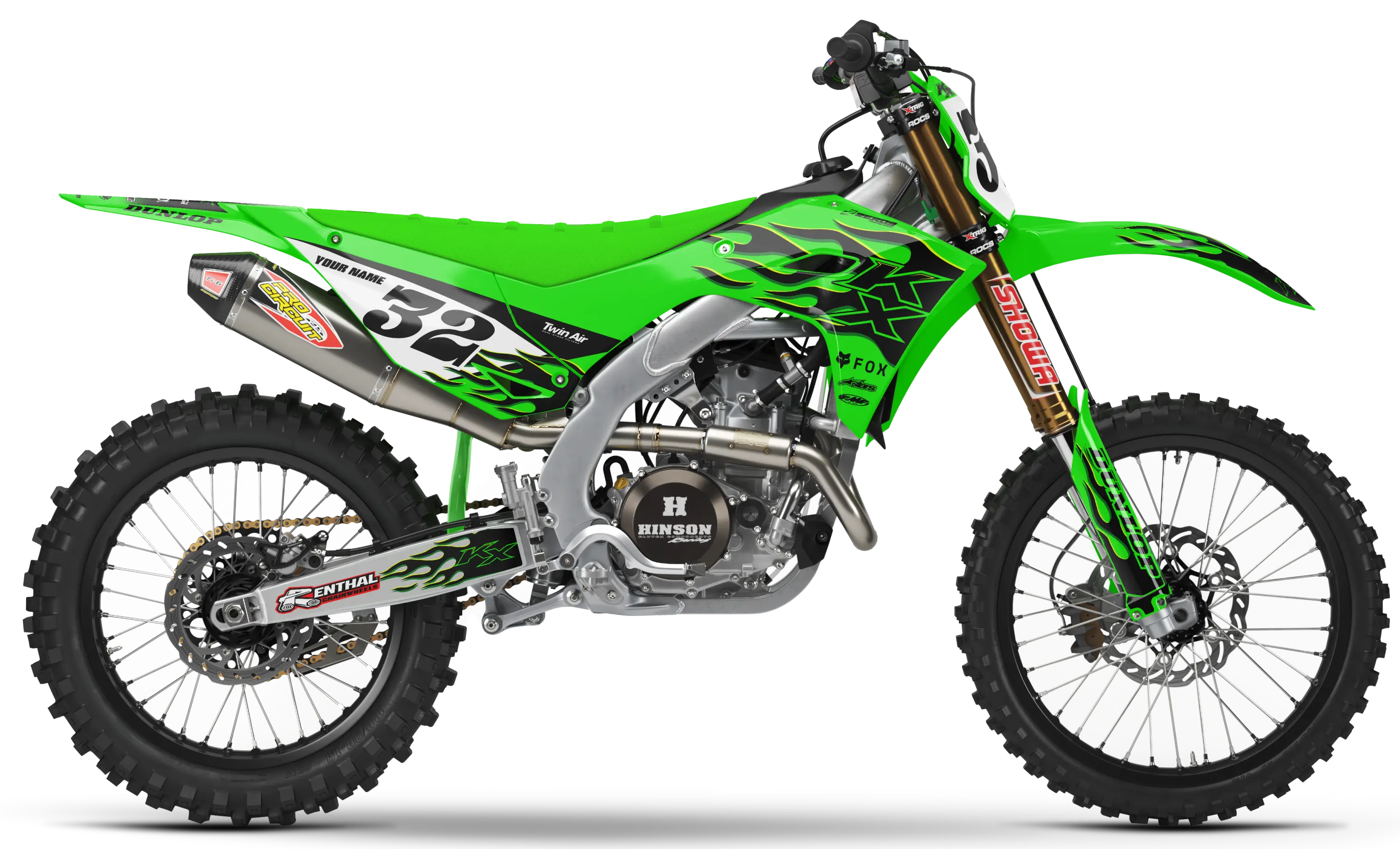 Kawasaki Graphics Kit - FLAME | Green  GRAPHIC KIT 