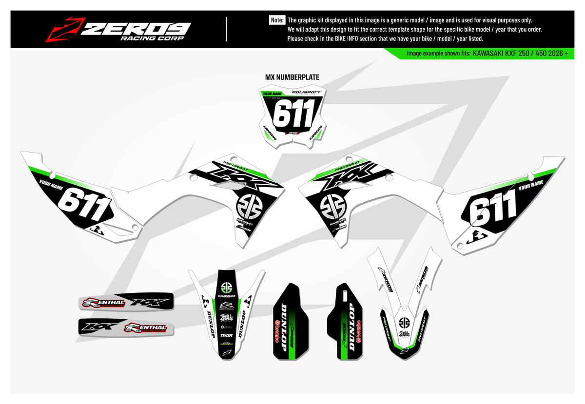 Kawasaki Graphics Kit - MACH | White  GRAPHIC KIT 