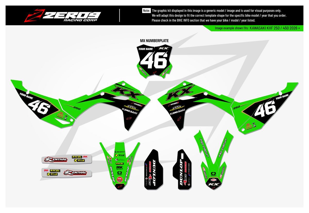 Kawasaki Graphics Kit - PRO CIRCUIT 20 | Green  GRAPHIC KIT 