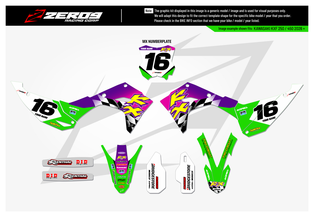 Kawasaki Graphics Kit - RETRO 96 | Green  GRAPHIC KIT 