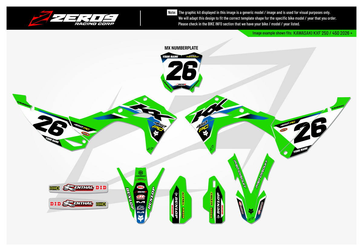 Kawasaki Graphics Kit - RIDE | Green  GRAPHIC KIT 