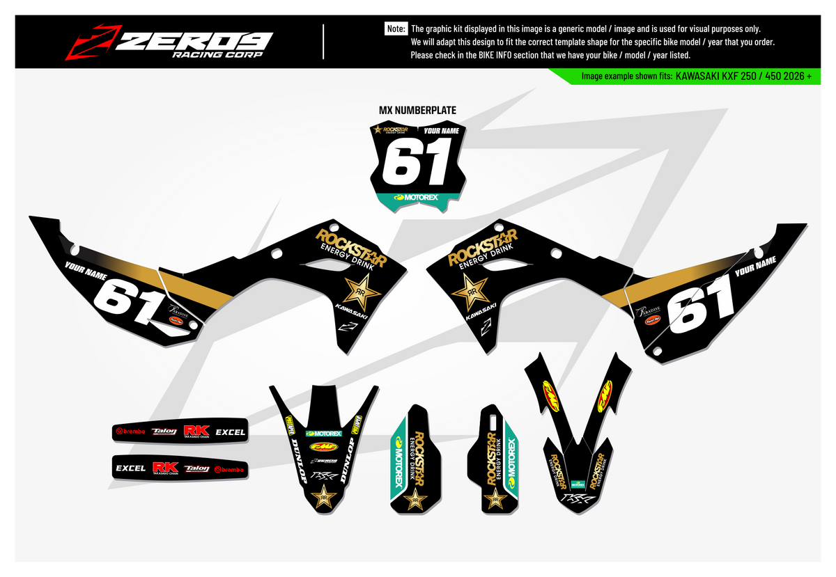 Kawasaki Graphics Kit - ROCKSTAR 22 | Black  GRAPHIC KIT 
