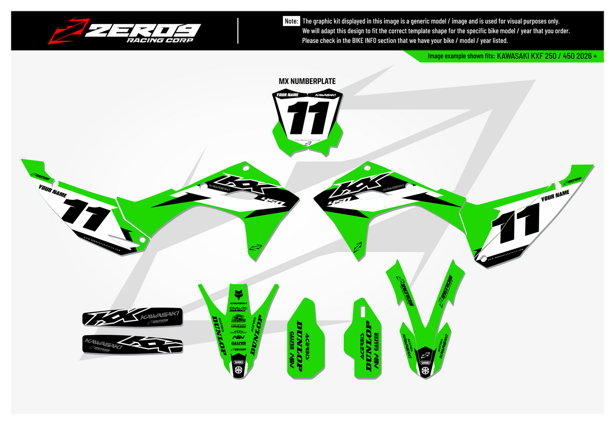 Kawasaki Graphics Kit - RUSH | Green  GRAPHIC KIT 