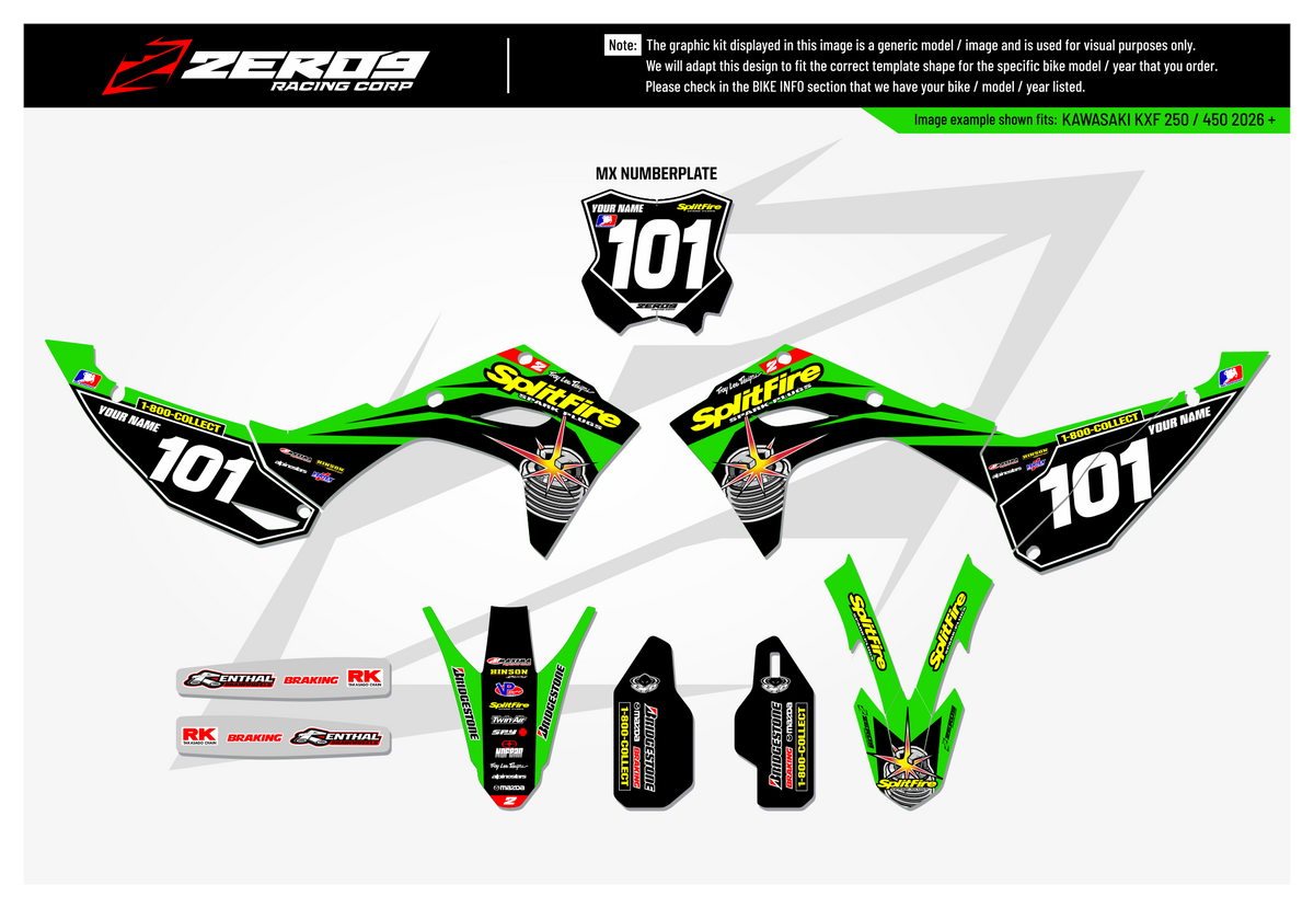 Kawasaki Graphics Kit - SPLITFIRE | Green  GRAPHIC KIT 