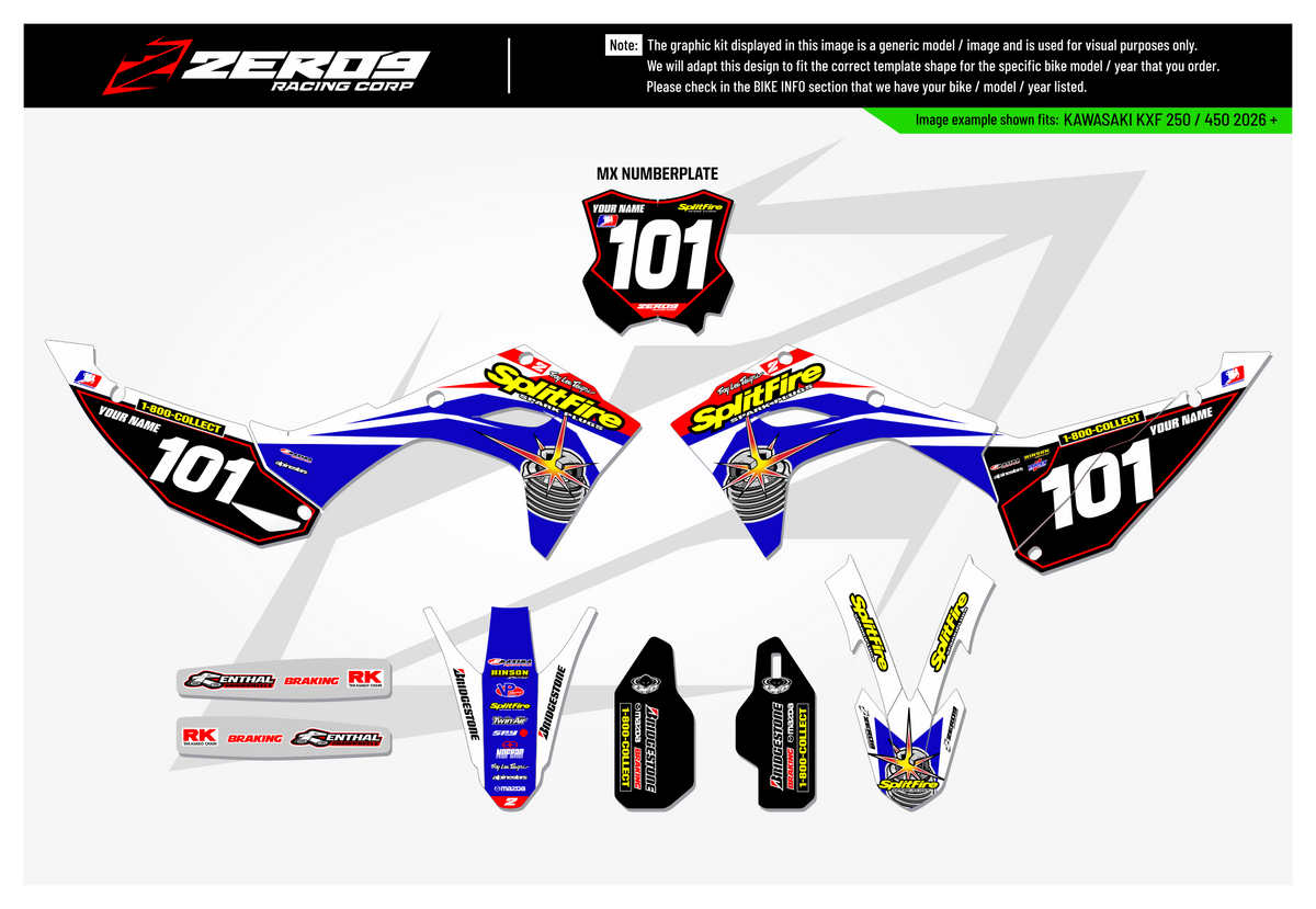 Kawasaki Graphics Kit - SPLITFIRE | White  GRAPHIC KIT 