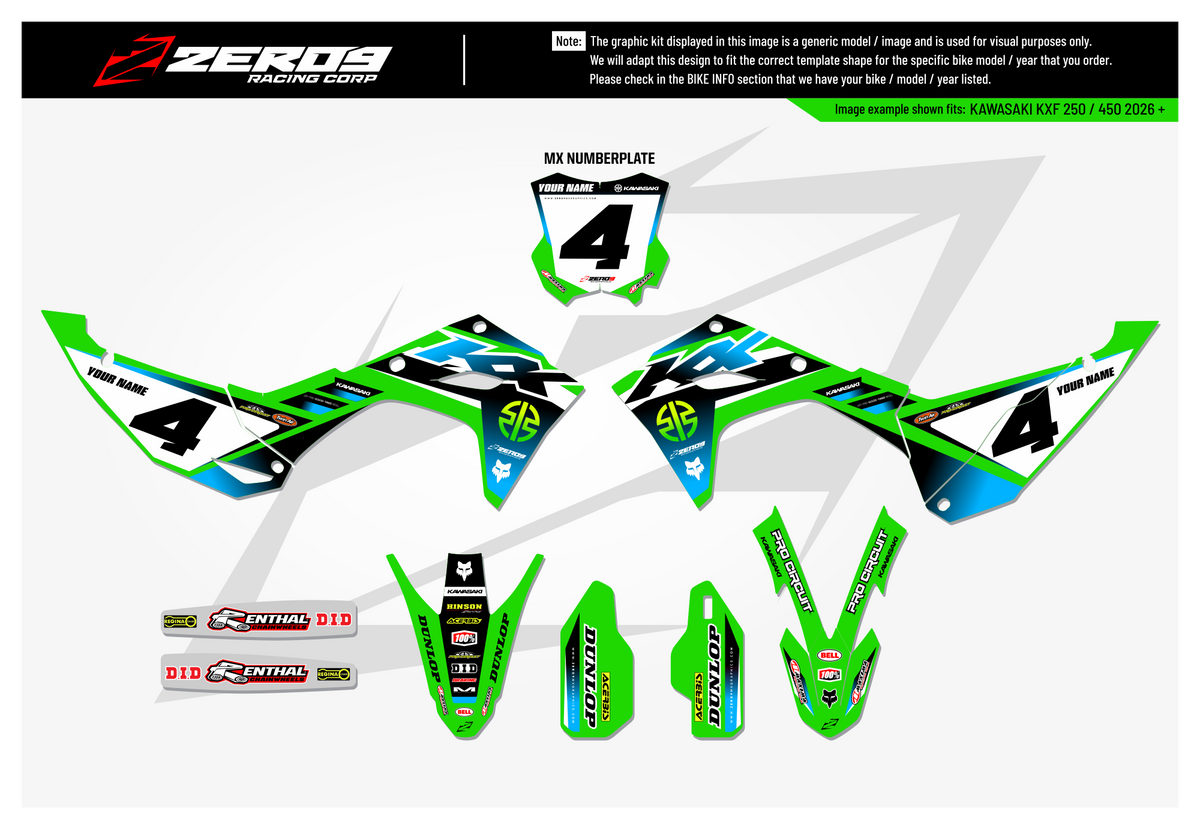 Kawasaki Graphics Kit - TRAX | Green/Black  GRAPHIC KIT 