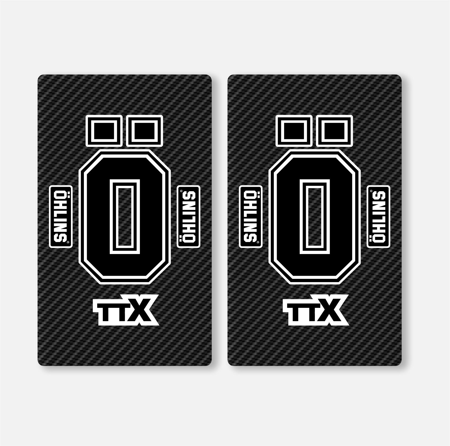 OHLINS FORK DECALS CARBON - TTX - BLACK - ZERO9 MX GRAPHICS