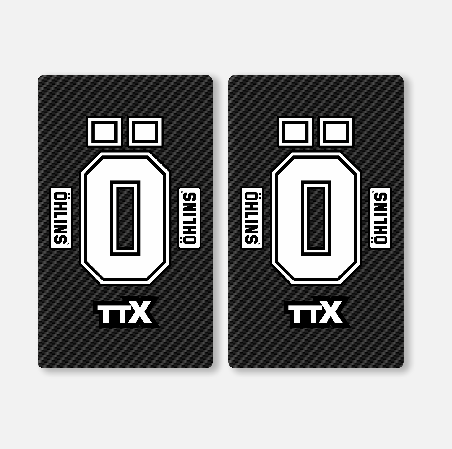 OHLINS FORK DECALS CARBON - TTX - WHITE - ZERO9 MX GRAPHICS