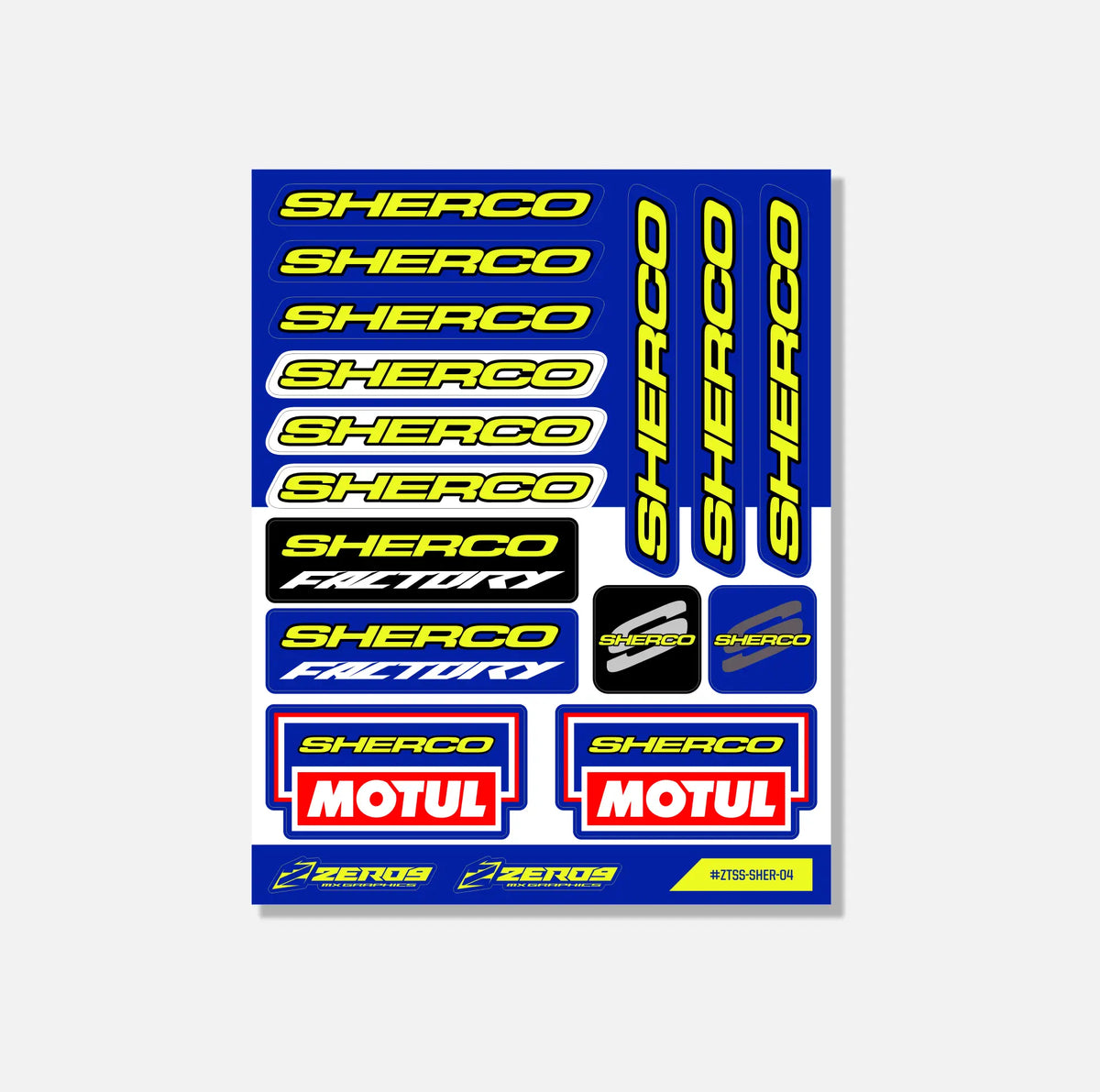Sherco Sticker Sheet 04 | 17 Die-Cut Stickers | ZERO9 MX Graphics