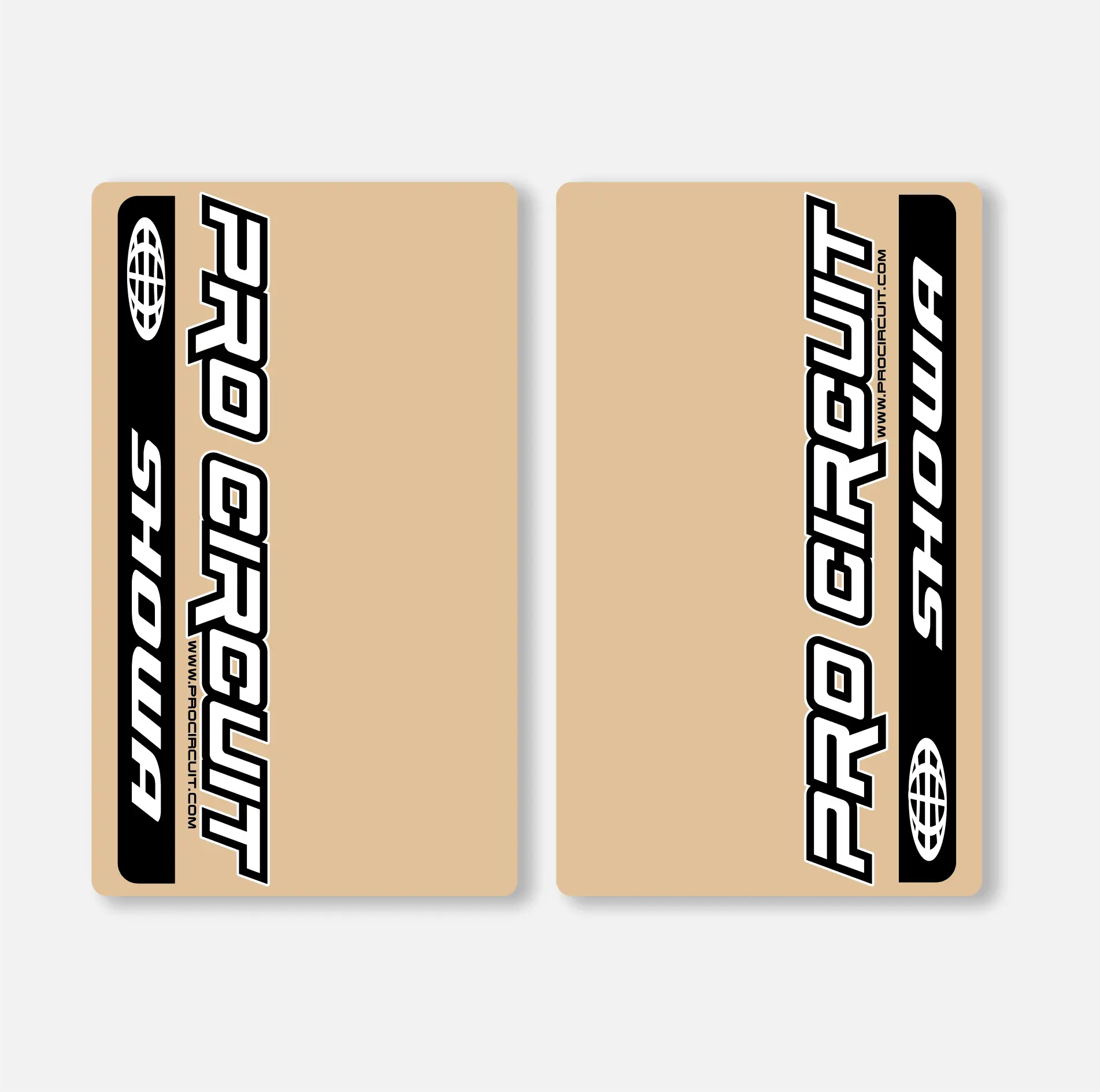 A set of two clear fork decals with 'PRO CIRCUIT' branding and the Showa logo printed in black colors on a clear background.