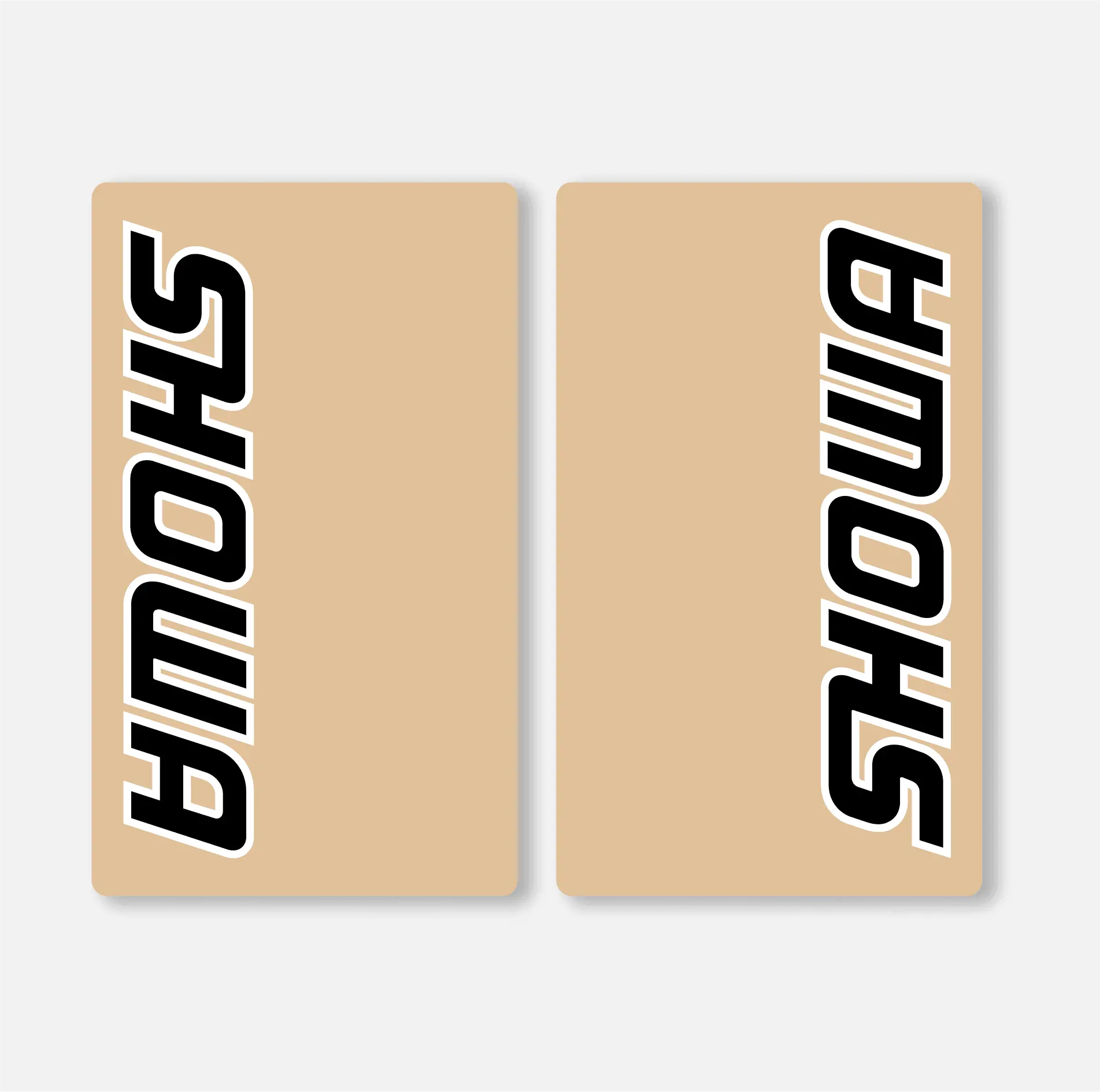 Two rectangular clear vinyl fork decals with the black SHOWA brand logo, designed to wrap around fork tubes.