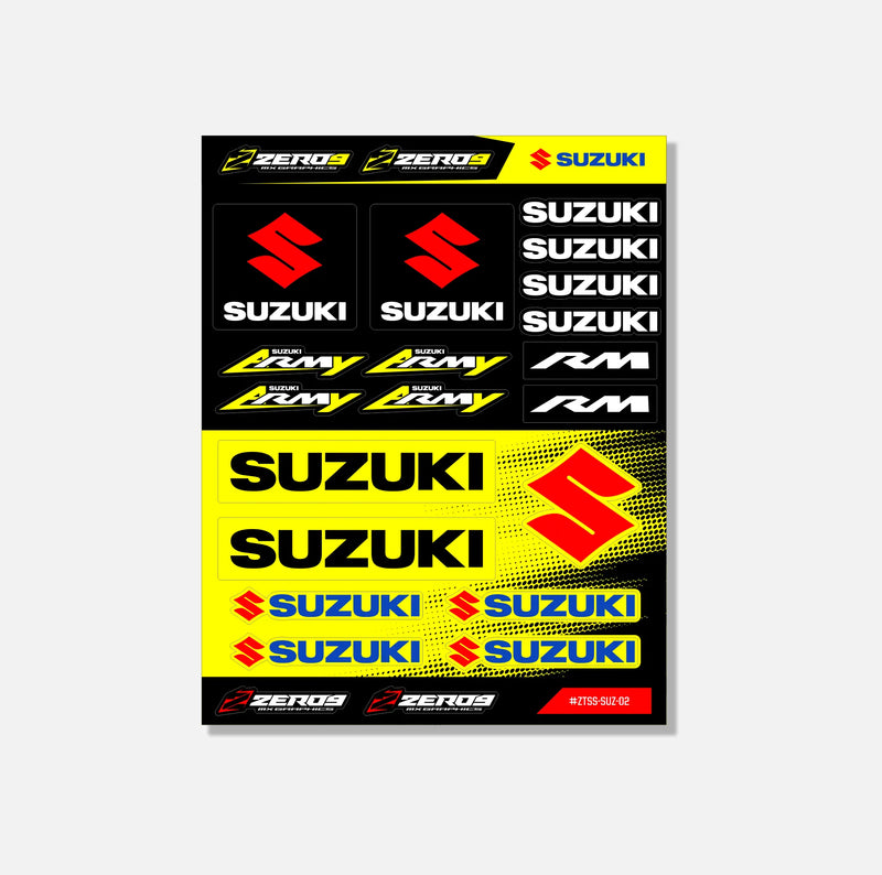 Suzuki Sticker Sheet 02 | 23 Die-Cut Stickers | ZERO9 MX Graphics