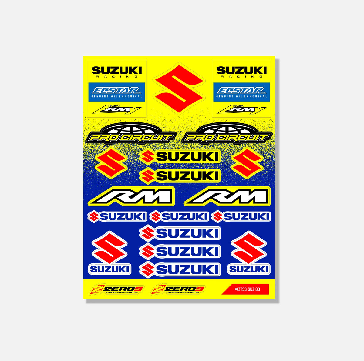 Suzuki Sticker Sheet 03 | 22 Die-Cut Stickers | ZERO9 MX Graphics