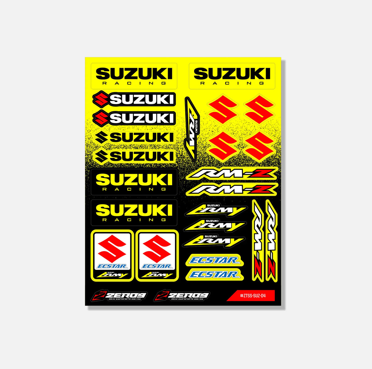 Suzuki Sticker Sheet 04 | 27 Die-Cut Stickers | ZERO9 MX Graphics