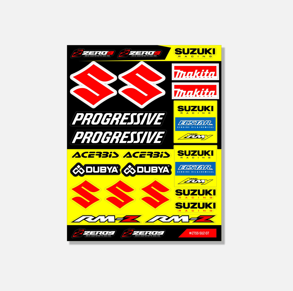 Suzuki Sticker Sheet 07 | 24 Die-Cut Stickers | ZERO9 MX Graphics