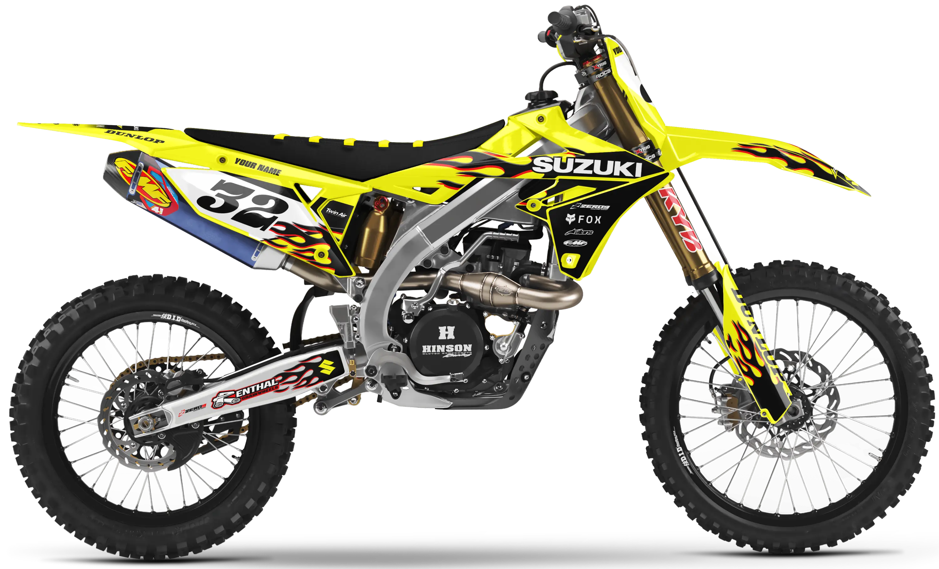 Suzuki Graphics Kit - FLAME | Yellow/Black  GRAPHIC KIT 