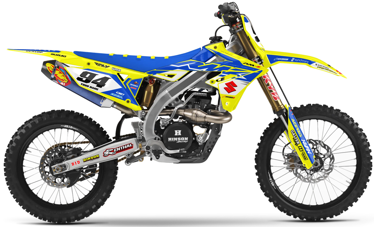 Suzuki Graphics Kit - RUSH | Yellow/Blue  GRAPHIC KIT 