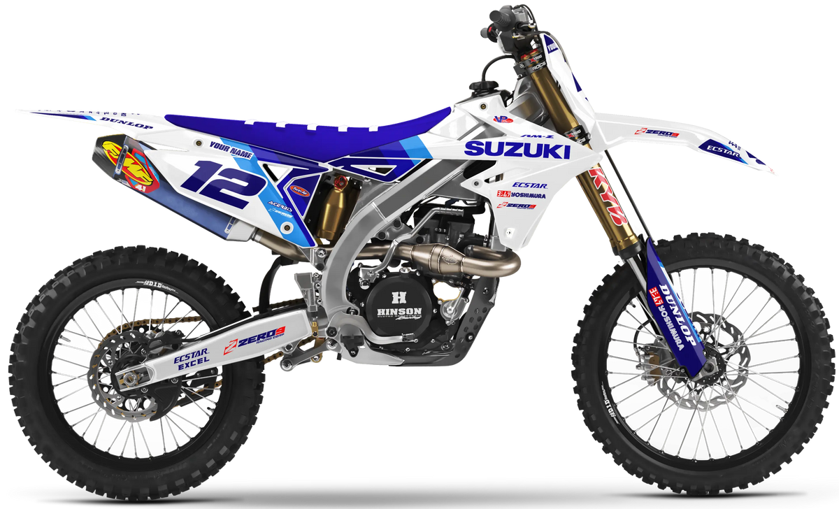 Suzuki Graphics Kit - STRIKE | White/Blue  GRAPHIC KIT 