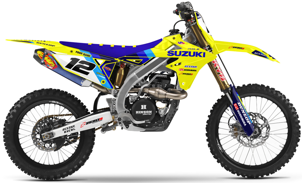 Suzuki Graphics Kit - STRIKE | Yellow/Blue  GRAPHIC KIT 