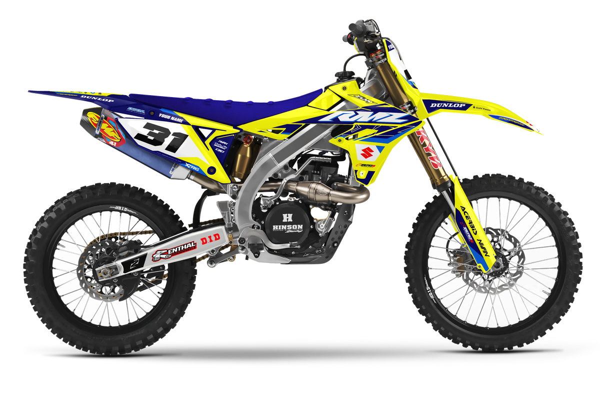 Suzuki Graphics Kit - TRAK | Yellow/Blue  GRAPHIC KIT 