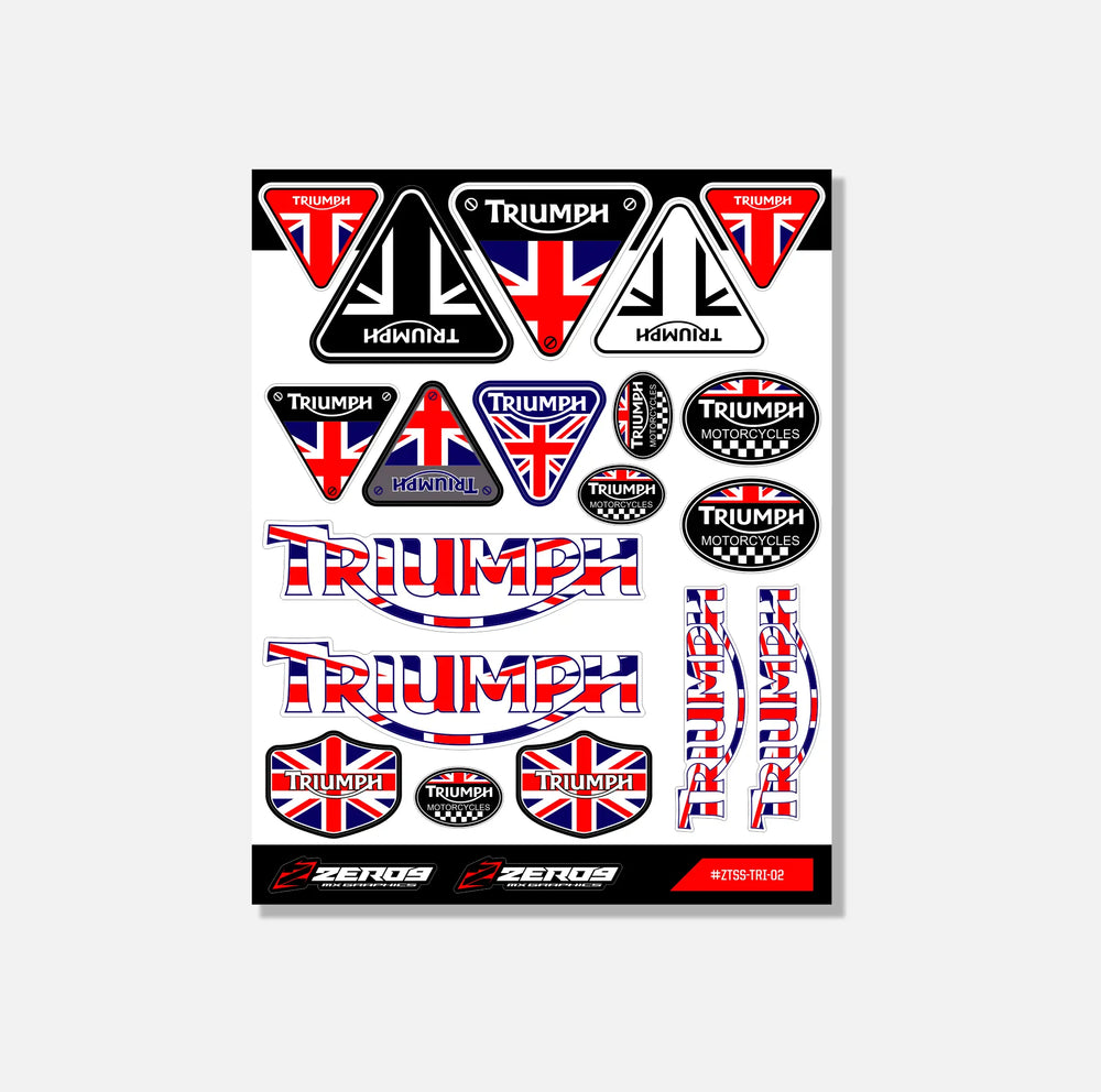 Triumph Sticker Sheet 02 | 22 Die-Cut Stickers | ZERO9 MX Graphics