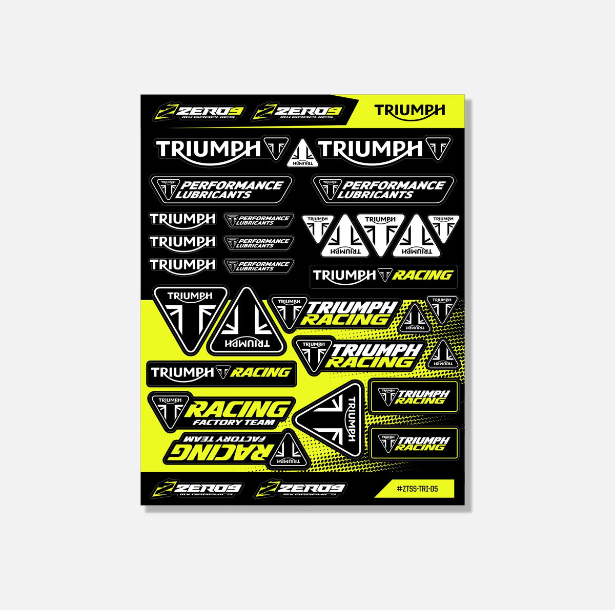 Triumph Rcing Sticker Triumph Sticker Sheet 05 | 34 Die-Cut Stickers | ZERO9 MX Graphics