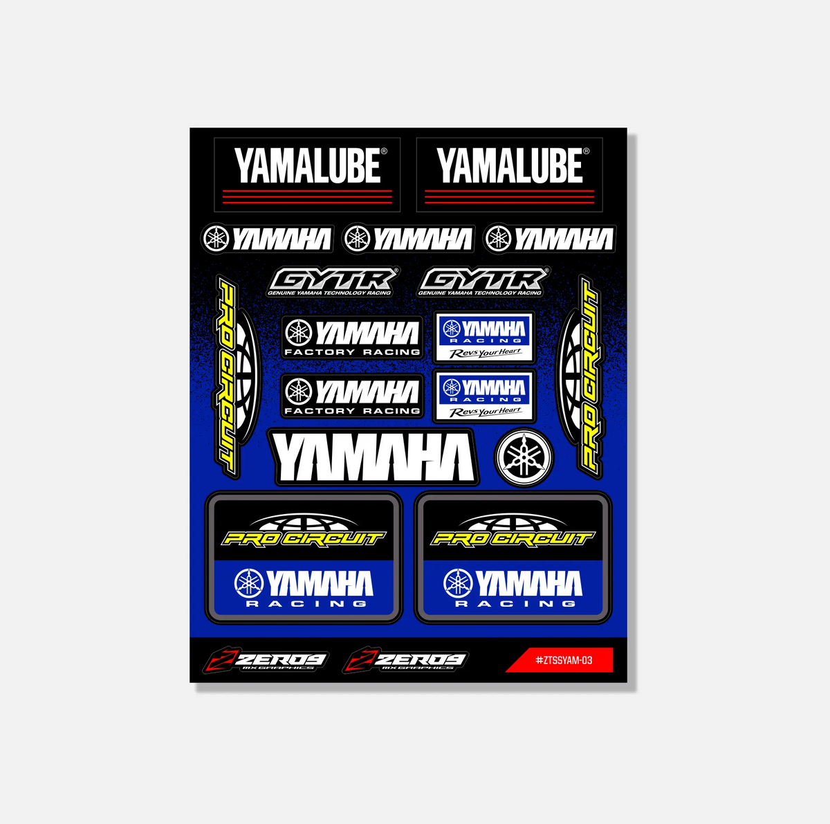 Yamaha Sticker Sheet 03 | 19 Die-Cut Stickers | ZERO9 MX Graphics