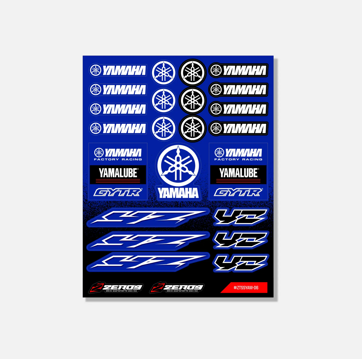Yamaha Sticker Sheet 06 | 25 Die-Cut Stickers | ZERO9 MX Graphics