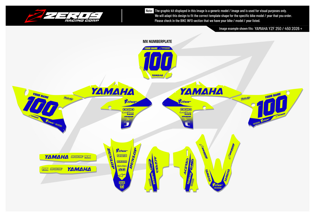 Yamaha Graphics Kit - BLOK | Vivid Yellow/Blue  GRAPHIC KIT 