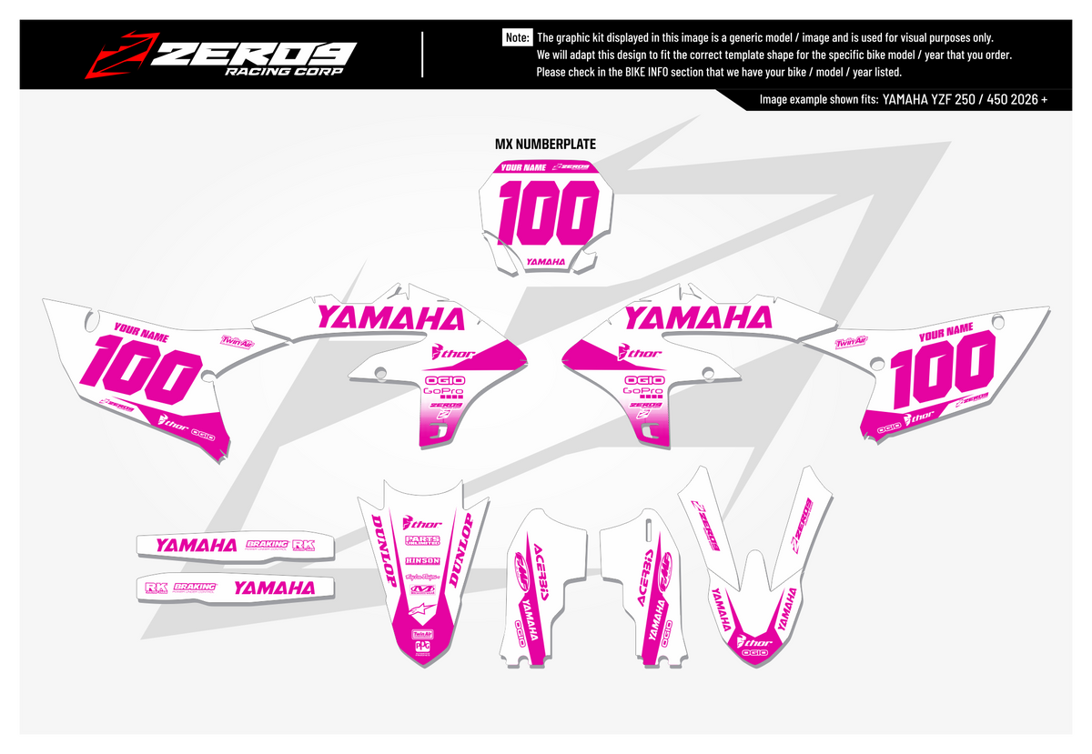 Yamaha Graphics Kit - BLOK | White/Pink  GRAPHIC KIT 