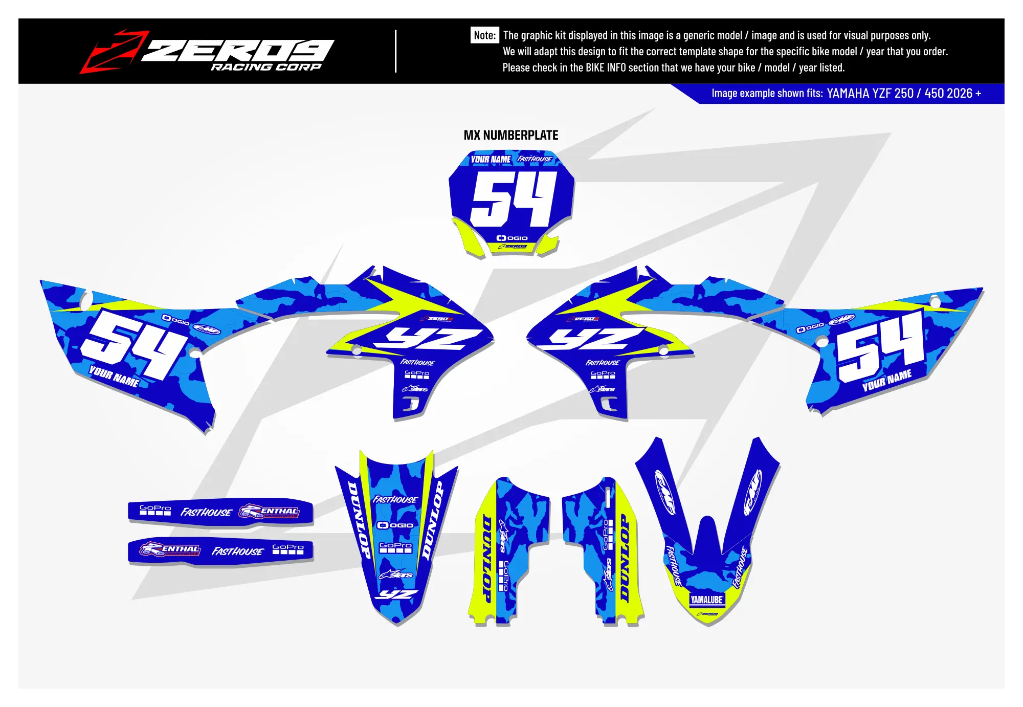 Yamaha Graphics Kit - CAMO | Blue  GRAPHIC KIT 