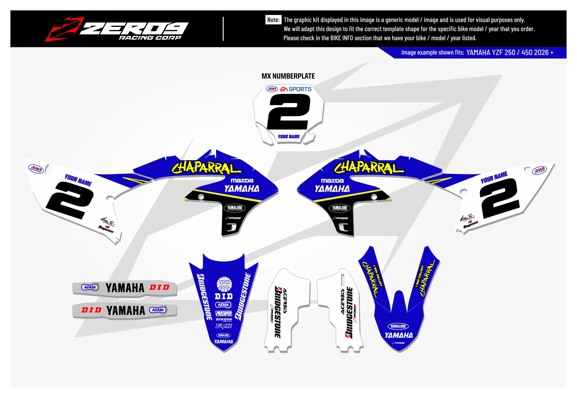 Yamaha Graphics Kit - CHAPARRAL | Blue  GRAPHIC KIT 