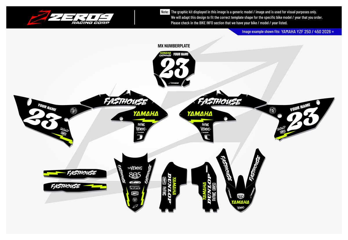 Yamaha Graphics Kit - FASTHOUSE | Black  GRAPHIC KIT 