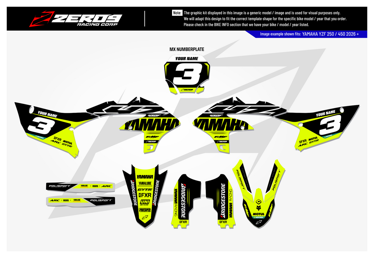 Yamaha Graphics Kit - RACE | Black/Vivid Yellow  GRAPHIC KIT 