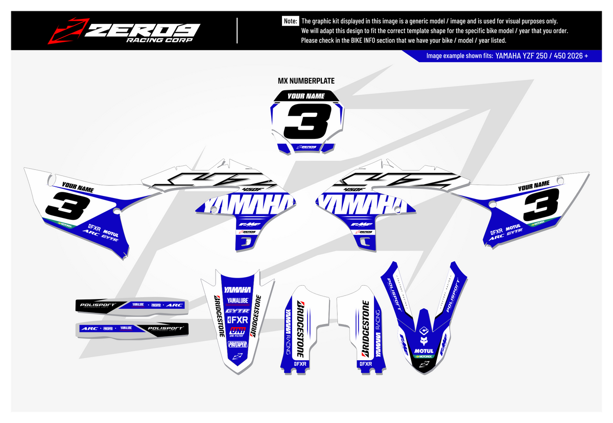 Yamaha Graphics Kit - RACE | White/Blue  GRAPHIC KIT 