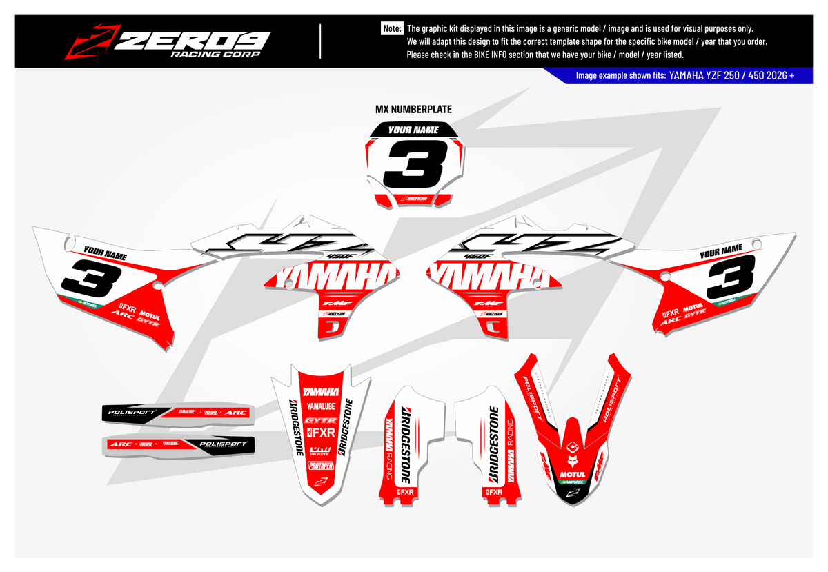 Yamaha Graphics Kit - RACE | White/Red  GRAPHIC KIT 