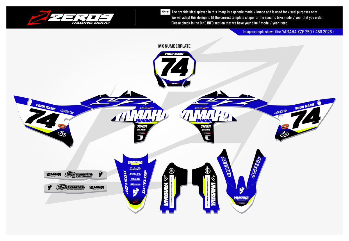Yamaha Graphics Kit - RUSH | Blue/Vivid Yellow  GRAPHIC KIT 