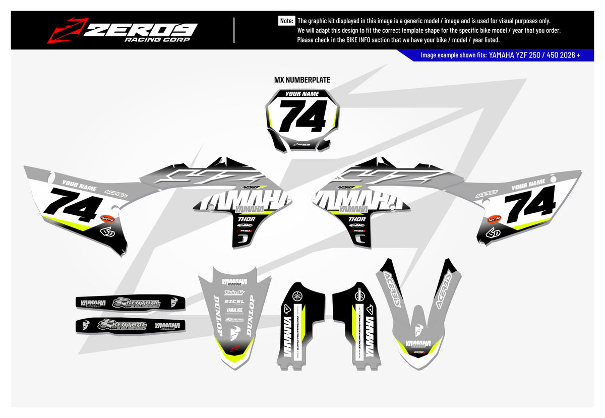 Yamaha Graphics Kit - RUSH | Grey/Black/Vivid Yellow  GRAPHIC KIT 