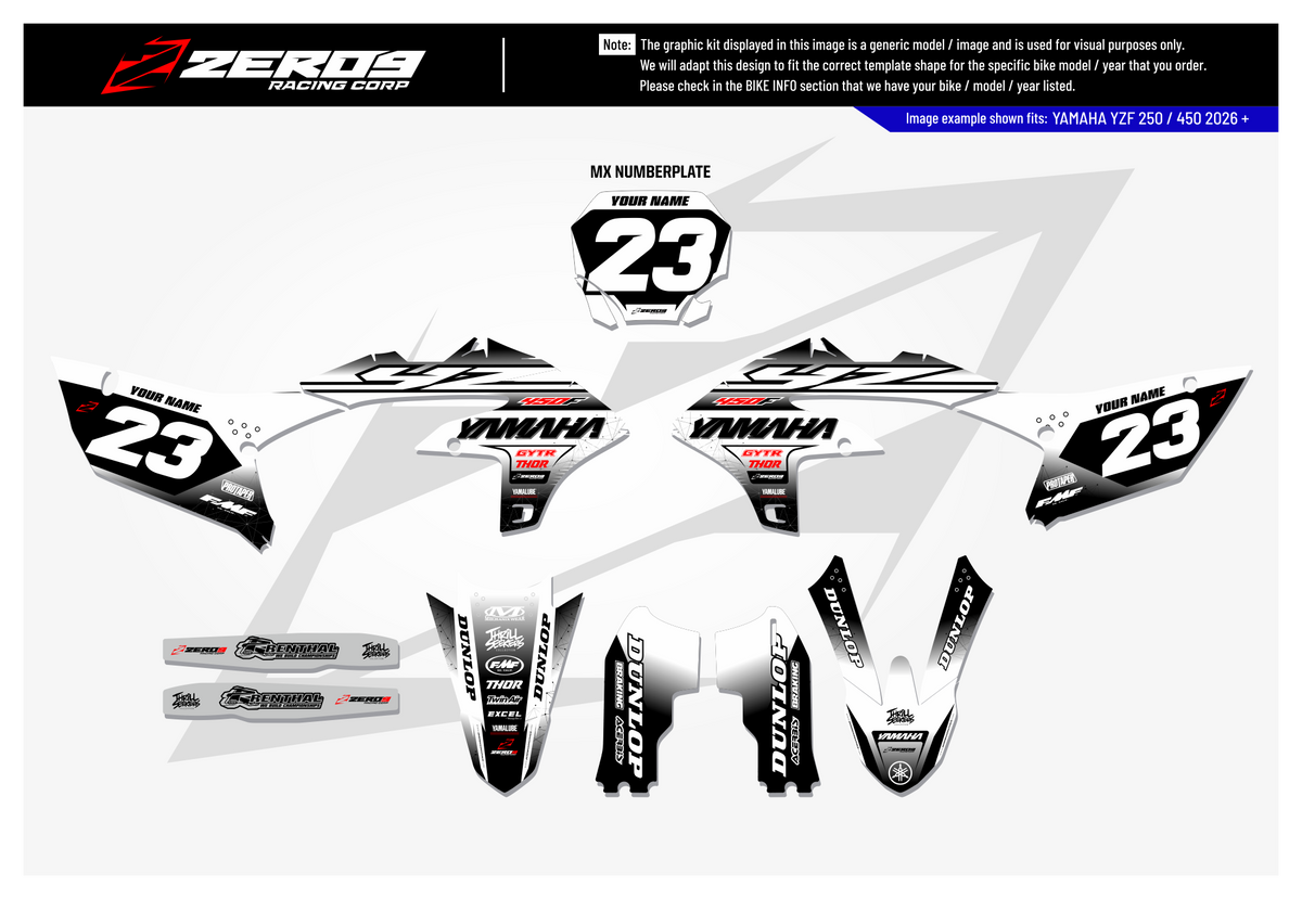 Yamaha Graphics Kit - VIBE | White/Black  GRAPHIC KIT 