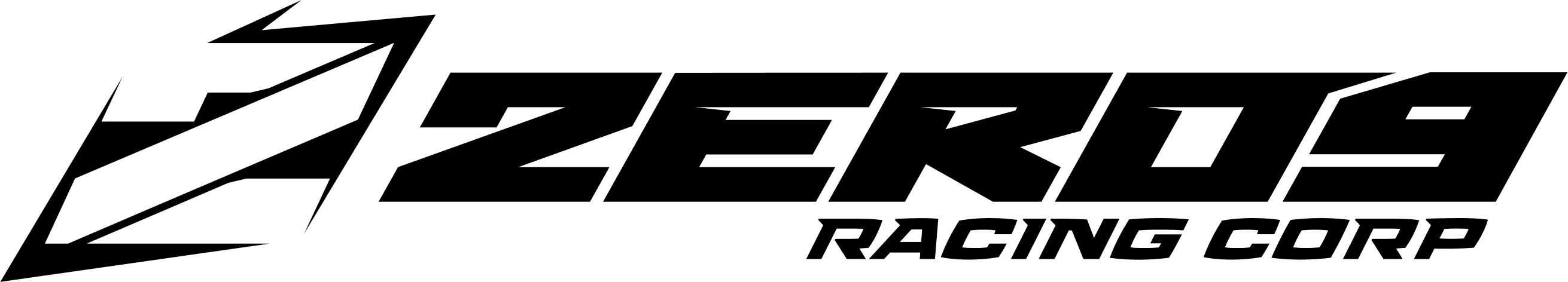 Black zero9 logo with the word racing corp below.