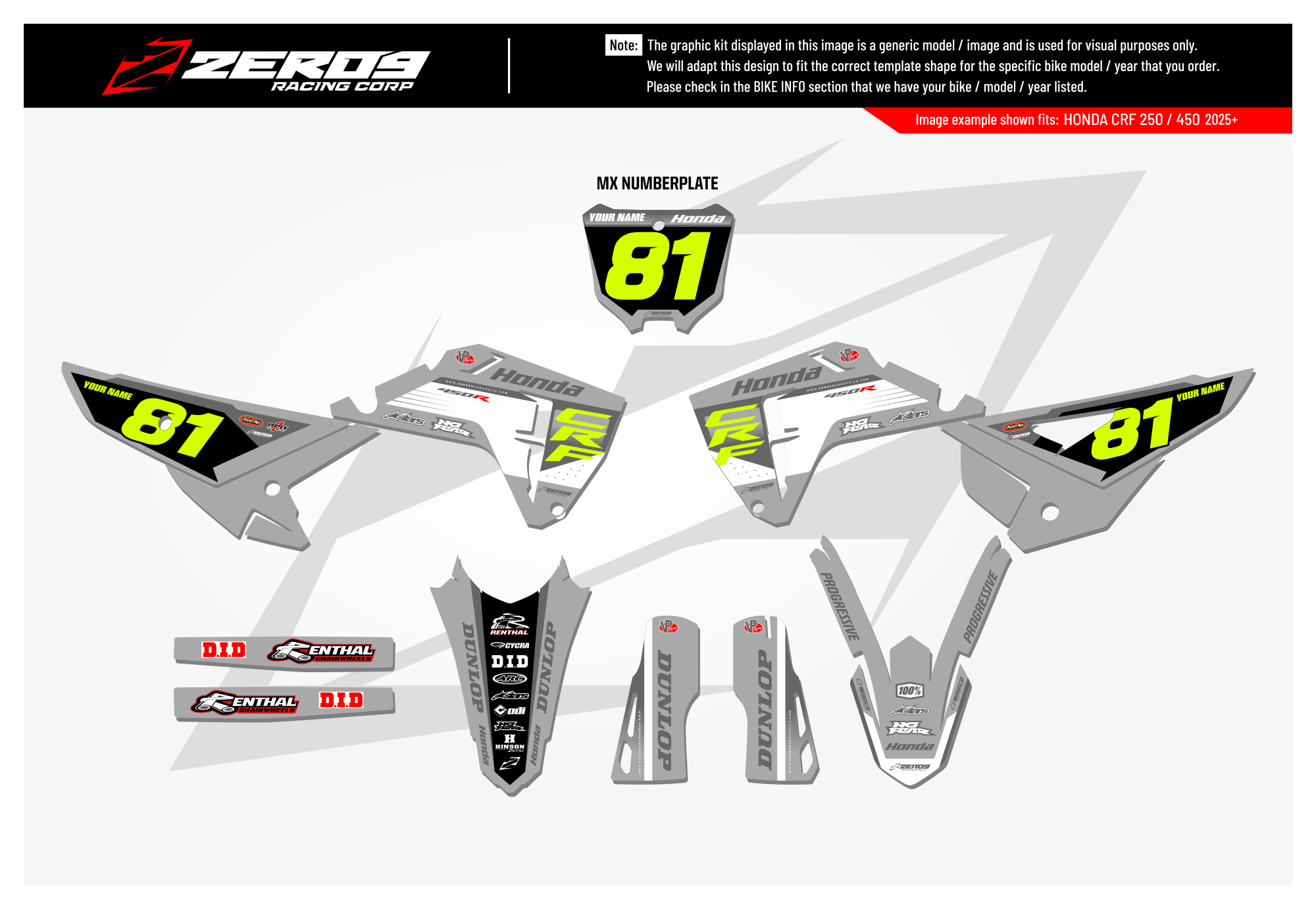 Honda Graphics Kit - APEX | Grey