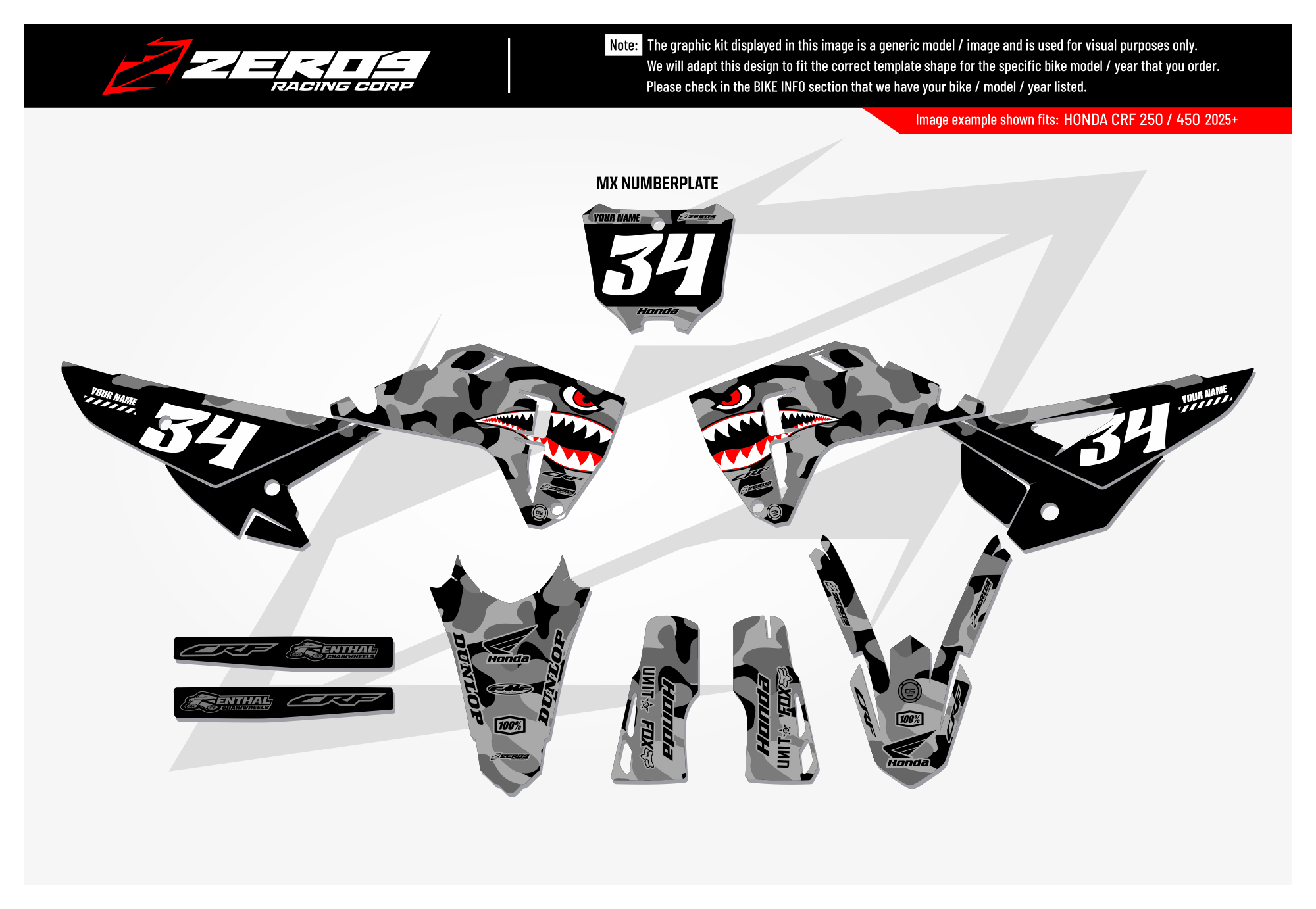 Honda Graphics Kit - BOMBER | Black