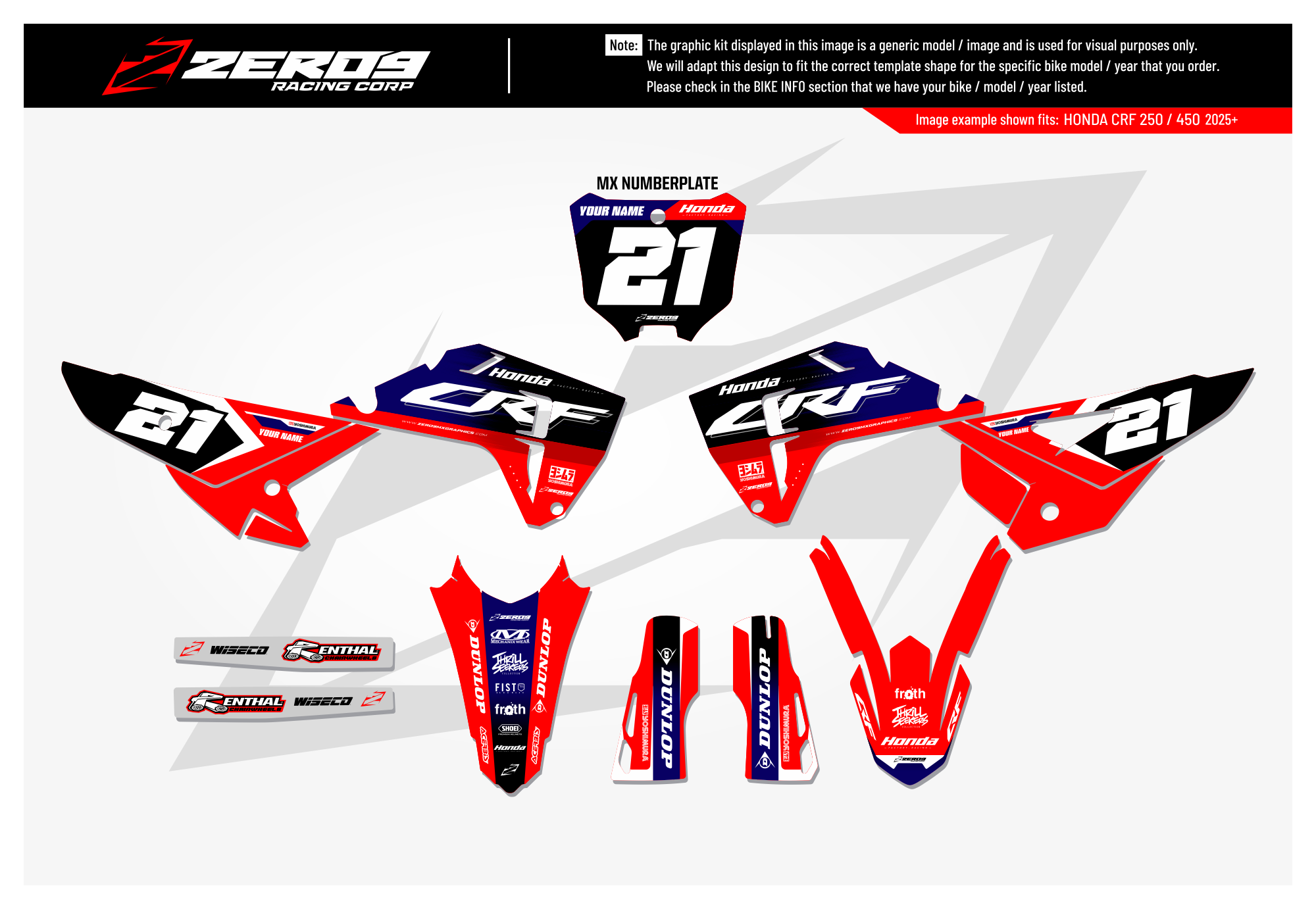 Honda Graphics Kit - ECHO | Red/Blue